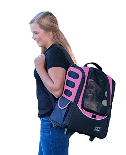 Pet Gear I-GO2 Roller Backpack, Travel Carrier, Car Seat for Cats/Dogs, Mesh Ventilation, Included Tether, Telescoping Handle, Storage Pouch, 2 Models, Available 12 Colors
