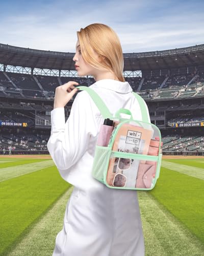 Clear Backpack for Stadium Events, 12x12x6 Small Clear Plastic bag with Reinforced Straps for Game Security Festival Concert - color: Avocado Green