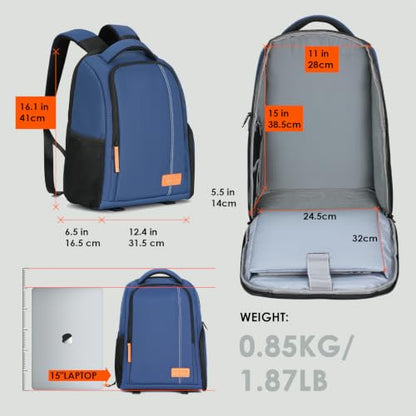TARION Camera Backpack for Photographers Compact 15L, TB04 Blue - color: Blue