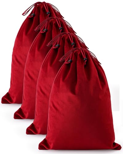 4 Pcs Shoe Bags for Travel, Dust Velvet Bags, Rio Red, 17.3x12.6 Inch | Washable & Reusable Travel Shoe Bags, Dustproof Shoe Bags with Drawstring Closure, Suitable for Travel, Home Storage - color: Rio Red, size: 17.3"x12.6"