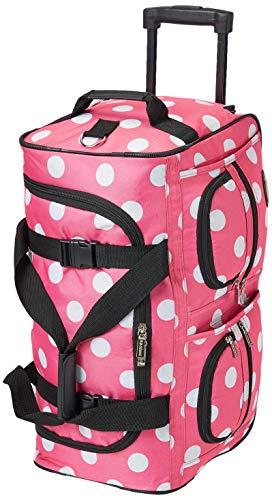 Rockland Rolling Duffel Bag, Black, 22" - color: Pink Dot, size: 22"