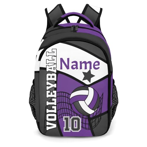 Volleyball Purple Black Shoulder Backpack Bag for Sports Travelling Hiking Camping - color: Muilti 22