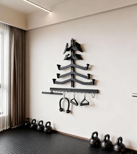 LAT Pull Down Bar Storage Rack Gym Storage Wall Organizer for Lat Pulldown Attachments, Cable Attachments Rack for Gym Accessories, Workout Equipment Storage