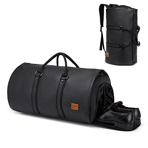 seyfocnia Convertible Travel Garment Bag,Carry on Garment Duffel Bag for Men Women - 2 in 1 Hanging Suitcase Suit Business Travel Bag - color: A1-Black