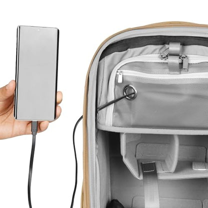 VANGUARD VEO Metro B20L Camera & Everyday Backpack (Beige) – Fits 70–200mm Attached, 14" Laptop Storage, Convertible Daypack Design, Carry-On Ready - color: Beige, size: 20L
