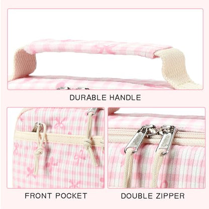 LEDAOU Lunch Box Kids Insulated Lunch Bag Girls Toddler Reusable Lunchbox for School Picnic Hiking (Bowknot-Pink) - color: Bowknot-Pink