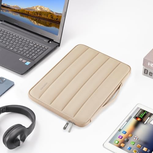 DOMISO 17.3 inch Laptop Sleeve Bag Shockproof Protective Carrying Case Water-Resistant Handbag with Handle Compatible with 17.3" Notebook/HP Pavilion Envy 17/Dell/IdeaPad/LG Gram/MSI,Beige - color: Beige, size: 17.3 inch