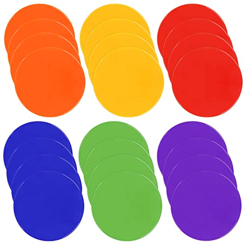 Poly Spots Spot Markers for Gym Floor 9inch 10inch 12/18/24/36 Pcs Flat Cones Non-Slip Rubber Floor Dots Circles for Sports Soccer Basketball Agility Training Dance Classroom - style: 24Pcs 9inch