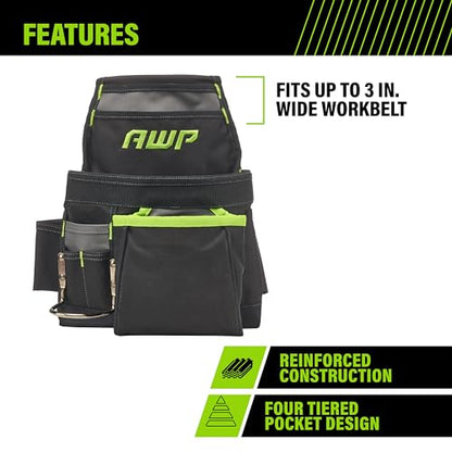 AWP Tool Pouch, Electrician Tool Pouch, Premium, Professional Multi-Pocket Organizer - size: 1 Pack, style: 9 Pocket Tool Pouch