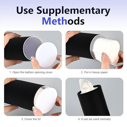 4 PCS Car Tissue Holder, Car Cup Holder Cylindrical Box, Convenient Refillable Automotive Travel Tissue Tube with 120 Sheets Facial Tissues, Universal for Most Cars (White) - color: White