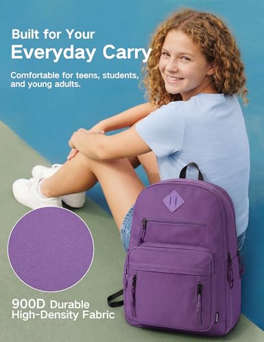 VASCHY School Backpack,Lightweight Water Resistant Daypack Bookbag for High School Teen Girl/College/Work/Women Purple - color: Purple