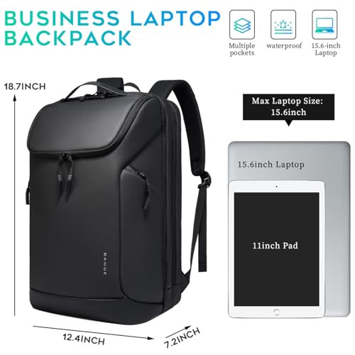 FUTURE AESTHETICS Business Commute Backpack for Men and Women, Waterproof 15.6 Inch Laptop Backpack, Durable Flight-Approved Travel Backpack for Work/College, Black - color: Black