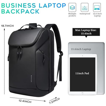 FUTURE AESTHETICS Business Commute Backpack for Men and Women, Waterproof 15.6 Inch Laptop Backpack, Durable Flight-Approved Travel Backpack for Work/College, Black - color: Black