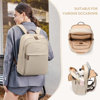 Hiking Travel Backpack for Women Casual Business Weekender Multilayer Laptop Bag,16 Inch,Apricot - color: A-apricot, size: 16 Inch