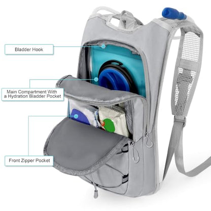 MIYCOO Hydration Backpack - Lightweight Hiking Water Backpack with 2L Water Bladder, Running Hydration Vest Backpack for Men Women, Hydration Pack for Hiking, Cycling, Climbing - color: Gray