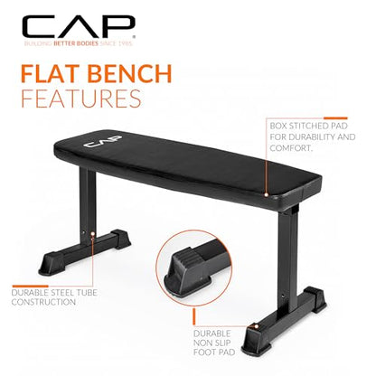 Cap Barbell Flat Weight Bench Color Series - color: Black