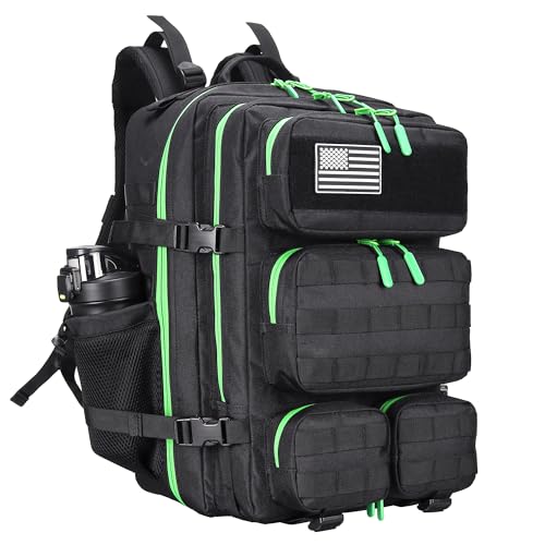 55L Tactical Backpack Heavy Duty Military Rucksack Molle Backpack 3 Day Assault Pack for Work Outdoors - color: Blackgreen