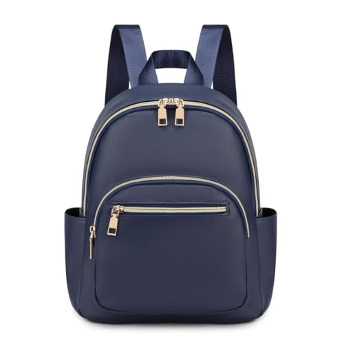 Mini Backpack Purse for Women PU Leather Small Backpack Fashion Multi Pockets Casual Daypacks Ladies Travel Shoulder Bags Navy - color: Navy
