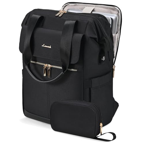 LOVEVOOK Laptop Backpack for Women, 15.6 Inch Work Laptop Bag with USB Port, Fashion Teacher Nurse Backpack Purse, Waterproof Travel Computer Backpack with Organizer Bag, 2PCS - color: Black, size: 15.6 Inch - 2pcs