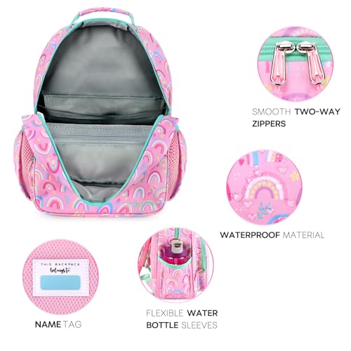 mibasies Girls Backpack: Large Kids Backpack Girls for Elementary School with Laptop Compartment - Rainbow Pink - color: Rainbow, style: School-17"h