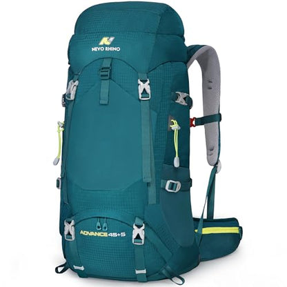 N NEVO RHINO Internal Frame Hiking Backpack 50/60/65/70/80L, Mountain Climbing Camping Backpack Daypack Waterproof Rain Cover | Mountain Climbing - color: 01 Green, size: 45+5L
