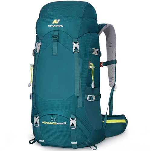 N NEVO RHINO Internal Frame Hiking Backpack 50/60/65/70/80L, Mountain Climbing Camping Backpack Daypack Waterproof Rain Cover | Mountain Climbing - color: 01 Green, size: 45+5L