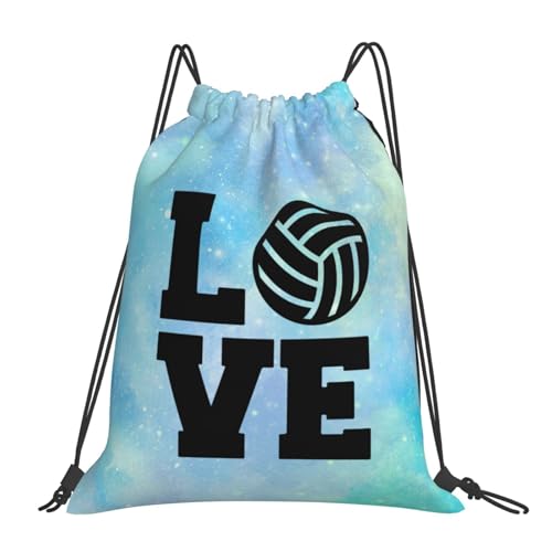 Love Volleyball Unisex Drawstring Backpack Bag Sport Gym Travel Swim Sackpack - color: Love Volleyball2