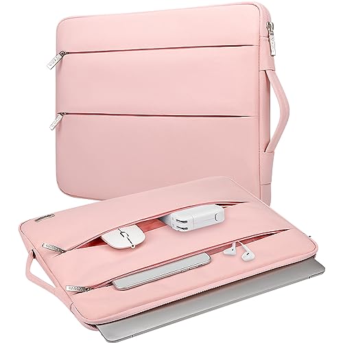 Voova Laptop Sleeve Carrying Case 15.6 16 Inch,Slim Computer Cover Bag Compatible with MacBook Pro 15/16, Dell xps 15,15-16 Inch HP Dell Asus Acer Laptop, Sakura Pink - color: Sakura Pink, size: 15.6-16 Inch