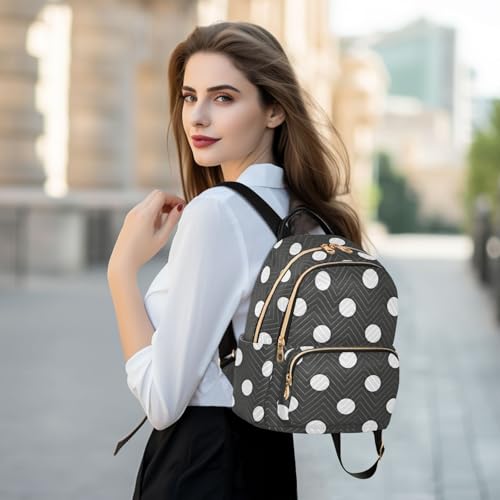 susiyo Classic Black White Polka Dot Backpack for Women Black White 14L Bag Retro Spot Ladies Backpacks Travel Casual Daypack - color: Black White, size: Medium
