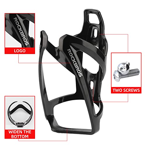 ROCKBROS Bike Water Bottle Holder Ultra-Light Bicycle Bottle Cages with Screws Tool, Universal Bike Cup Holder Rack for Road MTB Bikes… - color: Black, size: Standard