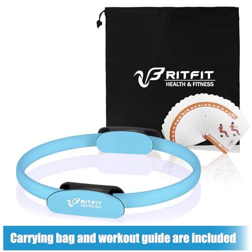 RitFit Pilates Ring Circle - 14 Inch Magic Fitness Circle for Toning Inner & Outer Thighs, Bonus Workout Guide Included - style: Blue