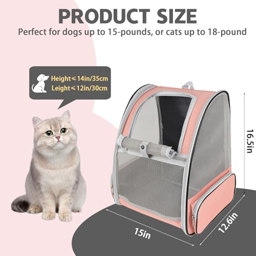 Cat Backpack Carrier,Pet Carrier Airline Approved for Small Dog Cat Puppy Kitten Bunny,Ventilated Mesh Design Animal Backpack for Hiking Camping Travel Bag (Pink) - color: Pink