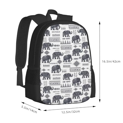 Slim Anti Theft Laptop Backpack African Ethnic Elephant, Large Volume Travel Daypack Durable Polyester Carry Bag for Office Business Outdoor Trekking - color: Design (1203)