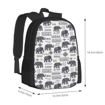 Slim Anti Theft Laptop Backpack African Ethnic Elephant, Large Volume Travel Daypack Durable Polyester Carry Bag for Office Business Outdoor Trekking - color: Design (1203)