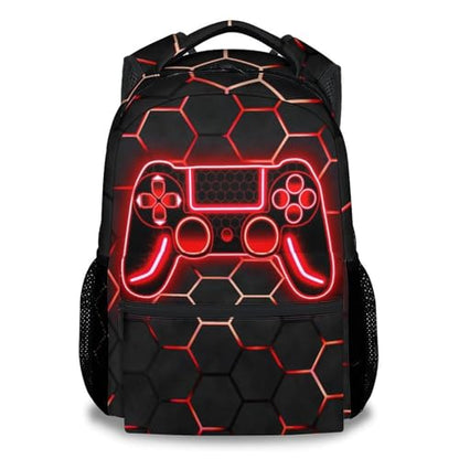 Backpack for Kids - Gamer Backpacks for Boys Ages 10-12, 17 Inch Large Capacity Toddler Book Bag for Elementary Primary School - color: Red