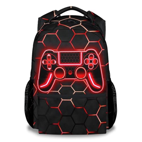Backpack for Kids - Gamer Backpacks for Boys Ages 10-12, 17 Inch Large Capacity Toddler Book Bag for Elementary Primary School - color: Red