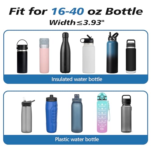 AceTreker 32 40 oz Water Bottle Carrier with Strap, Neoprene Water Bottle Sleeve Bag with 2 Pockets Insulated Flask Sling Holder for Walking Hiking Gym - color: A6. Purple Flower