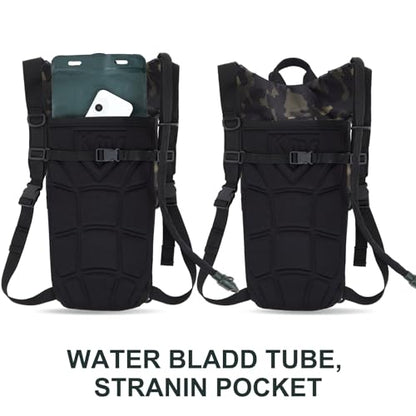 4 Pack Tactical Hydration Backpack with 3L Water Bladder Military Daypack Water Backpack Lightweight Hydration Back Pack for Running Cycling Climbing Hiking for Men Women - style: Dark Camo