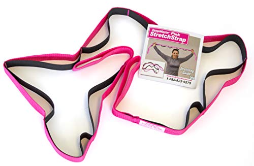 RangeMaster Stretch Strap with Exercise Guide│ Versatile Multi-Loop Strap Perfect for Yoga, Pilates, and Physical Therapy │ Portable │ Helps Improve Flexibility - color: Pink