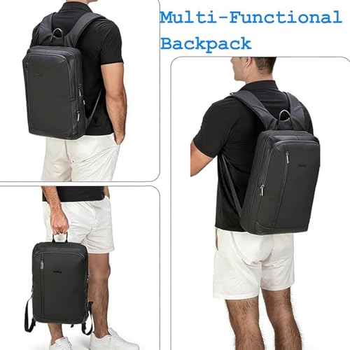 Tzowla Business Commute Laptop Backpack Fit 17.3 Inch Laptop,Slim & Expandable Waterproof Work Backpacks with Luggage Strap,Travel Lightweight Bag Gift for Men Women(Black) - color: Black