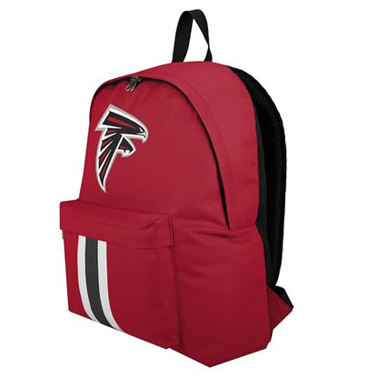 FOCO NFL Officially Licensed Team Color Primary Logo Solid Stripe Football School Bag Travel Backpack - Atlanta Falcons - Red - color: Atlanta Falcons
