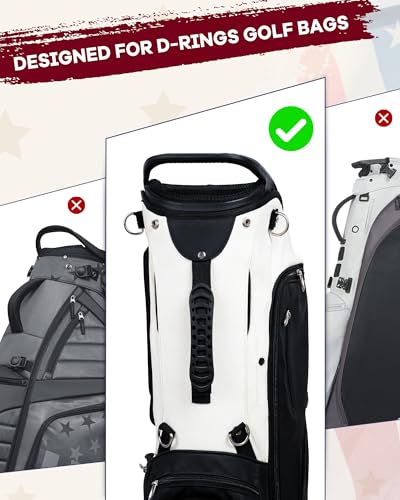 BIG TEETH Golf Bag Strap,Adjustable Padded Bag Strap Replacement,Golf Double Shoulder Bag Straps with 4Pcs Rotate Hooks - color: Us Flag
