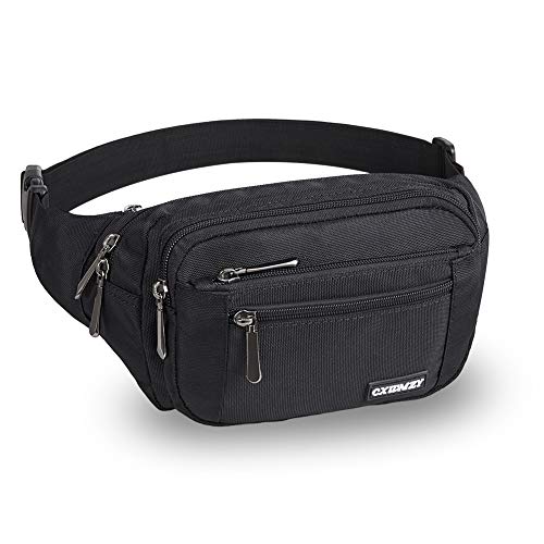 CXWMZY Fanny Packs For Women & Men Waist Pack Hip Bum Bag with Multi-Pockets Large Capacity Waterproof Casual Bum Bag for Disney Traveling Casual Cycling Running Hiking - color: Black