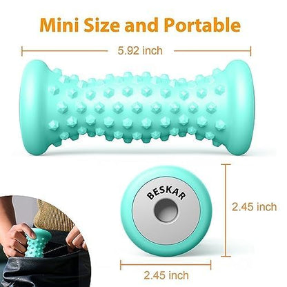 BESKAR Foot Massage Roller for Plantar Fasciitis Relief, Portable Deep Tissue Muscle Massage, Arch and Heel Pain Relief, Trigger Point Therapy Reflexology Tool - color: Green