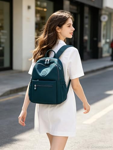 Tanweibago Mini Nylon Women Backpacks,11L Small Ladies backpacks Casual Lightweight Women Shopping Travel Daypack (Teal) - color: Teal