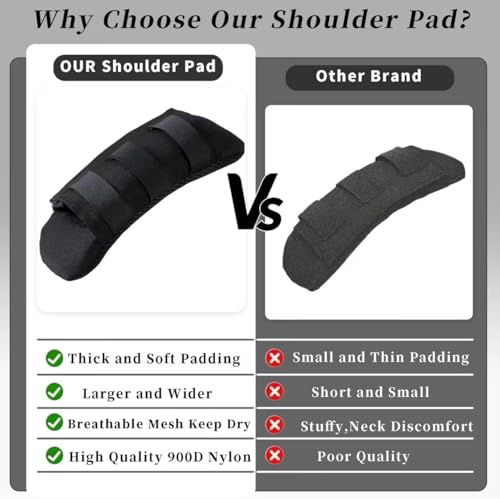 Tactical Shoulder Strap Pads, 2 Pack, Black Nylon, 3" Width, for Backpack and Vest Straps