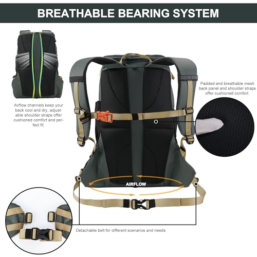 MOUNTAINTOP Hiking Backpack 35L Travel Backpack Lightweight Daypack for Men&Women Outdoor Camping - color: Grey-a