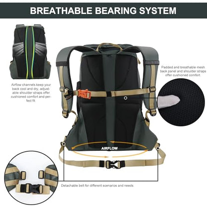 MOUNTAINTOP Hiking Backpack 35L Travel Backpack Lightweight Daypack for Men&Women Outdoor Camping - color: Grey-a