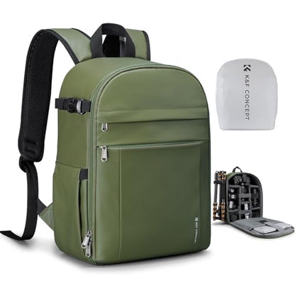 K&F CONCEPT Camera Bag Backpack, Professional DSLR/SLR/Mirrorless Camera Backpack, Photography Camera Case with Tripod Holder & Rain Cover Compatible with Canon/Sony/Nikon/FUJIFILM - color: 02-Bright Green