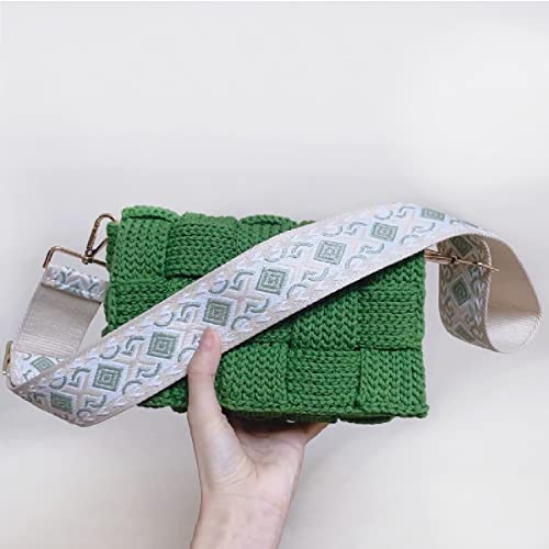 Azarxis Wide Replacement Shoulder Strap Adjustable Crossbody Canvas Webbing for Messenger Bag Laptop Computer Bag - color: #3 - Khaki & Green Rhombus